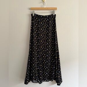 Reformation Bea black micro floral Midi Skirt women’s Sz 6